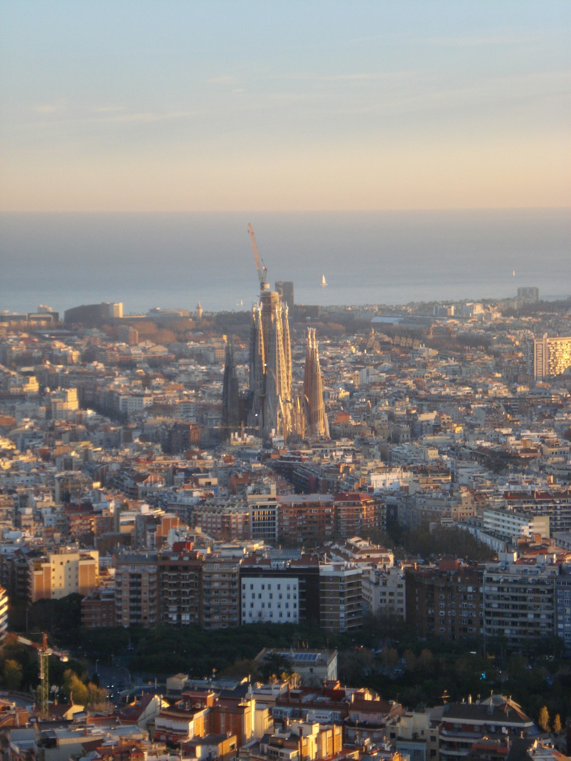 Barcelona and the Sagrada Família in warm evening light